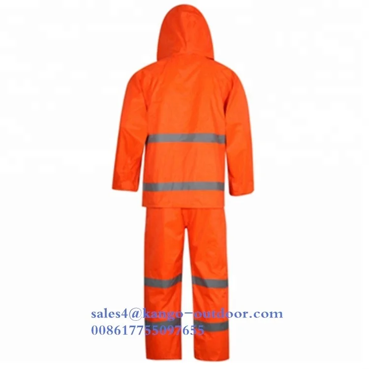 Kango Traffic Police Classic Orange High Visibility Reflective Raincoat With Hood Pants Buy