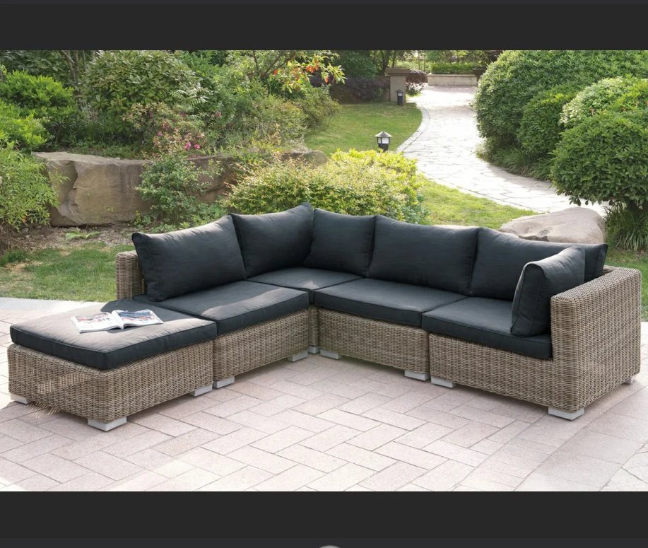 Outdoor Wicker Sectional Sofa Furniture L Shape Rattan Resin Wicker