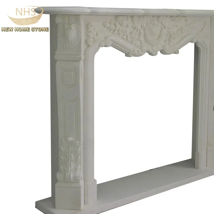 Chimenea De Piedra De Mármol Blanco Tallada A Mano - Buy Chimenea De