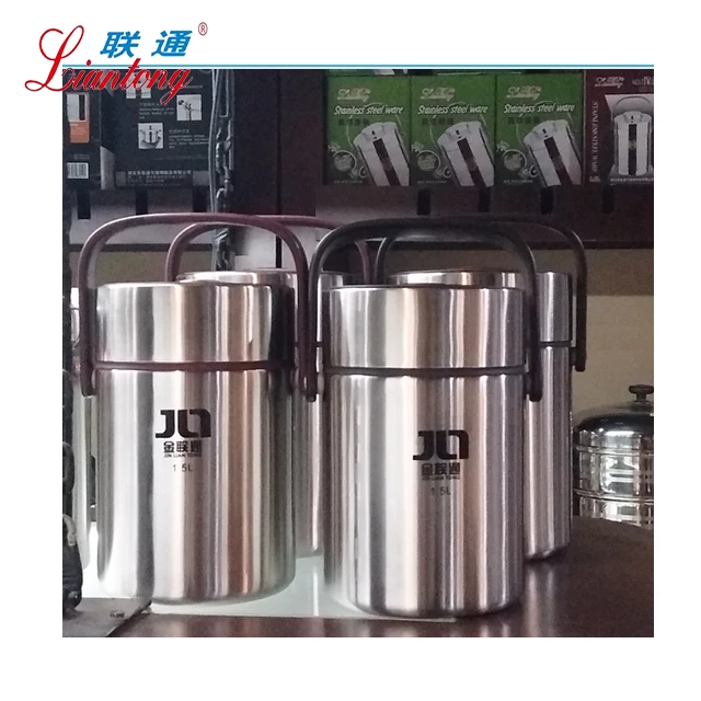 
1.5L 2.0L Stacking food flask Insulated Food Carrier Stainless Steel food Container with sealing lid 