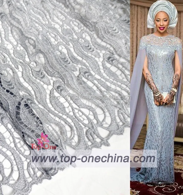 grey guipure lace fabric