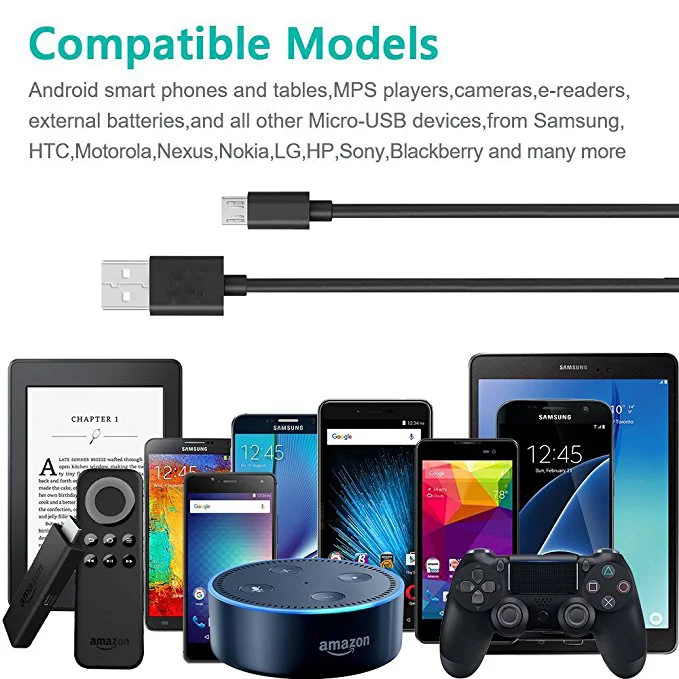 Micro USB charging cable, Android phone Fast charger cord with Extra Long length for Samsung Galaxy S7 Edge/S7