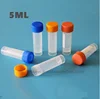 200pcs/lot 5ml Plastic flat frozen cone bottom centrifuge sample screw test tube