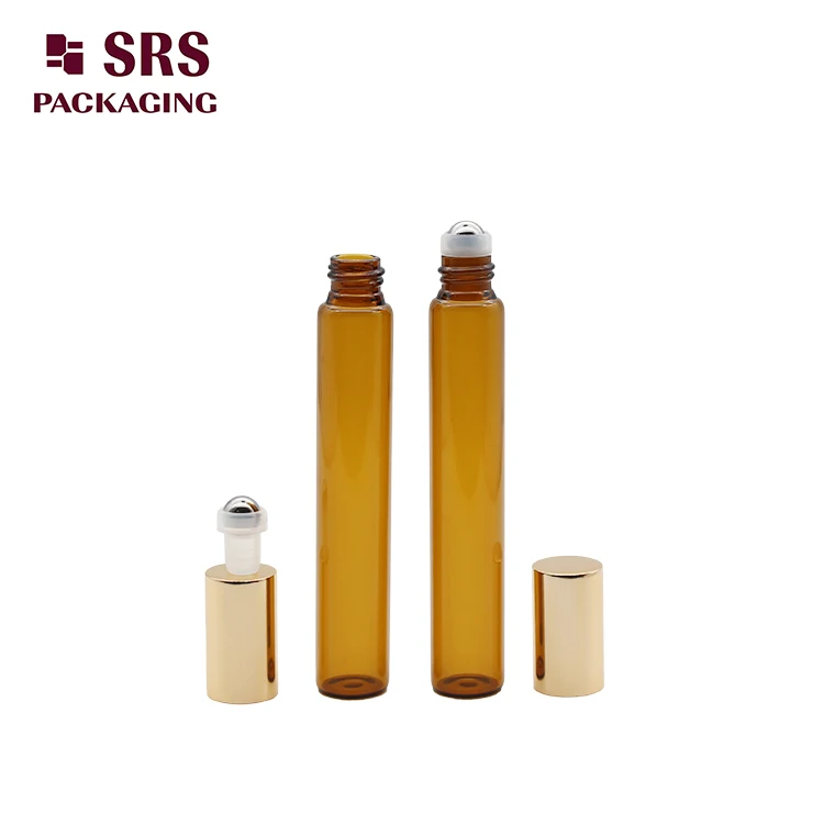 10ml pretty glass roll on bottle for perfume oil amber olive oil roller bottle.jpg
