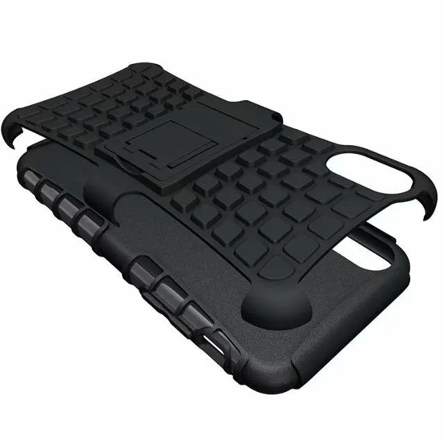 shockproof TPU+PC 2in1 tire pattern bracket cover phone case For iphone 6 7 8 X Plus