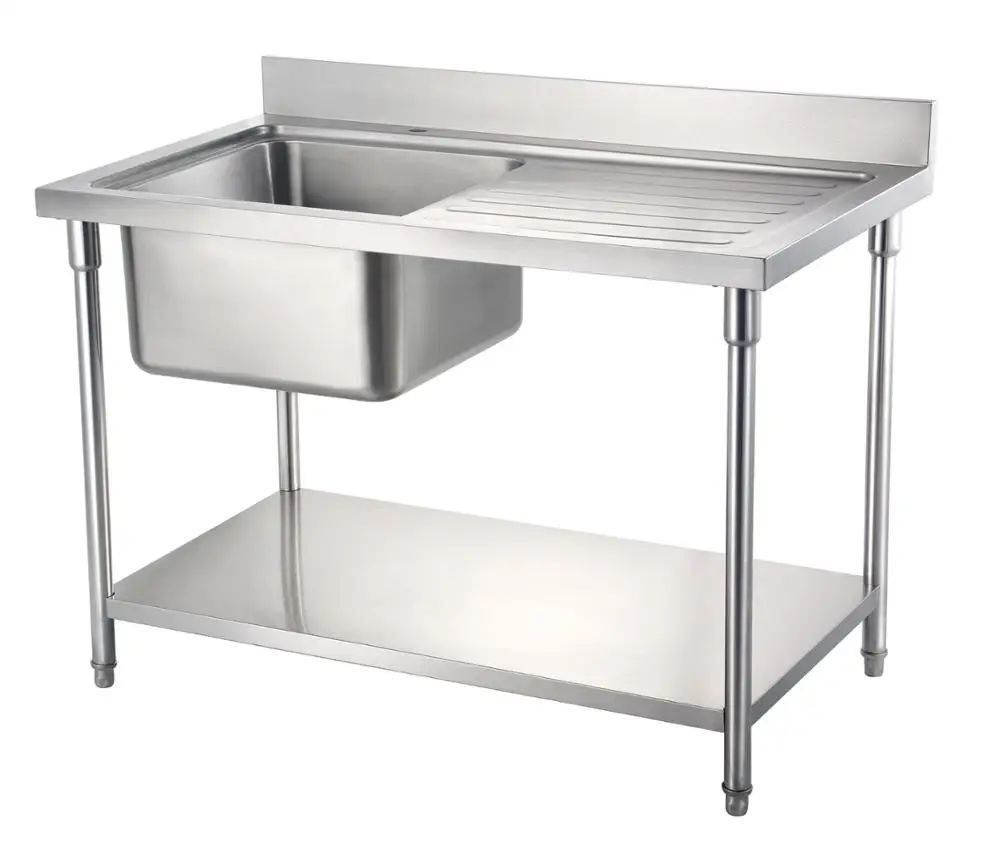 Industrial Mesa De Trabajo De Acero Inoxidable Para Cocina Con Una ... Industrial Mesa De Trabajo De Acero Inoxidable Para Cocina Con Una ...