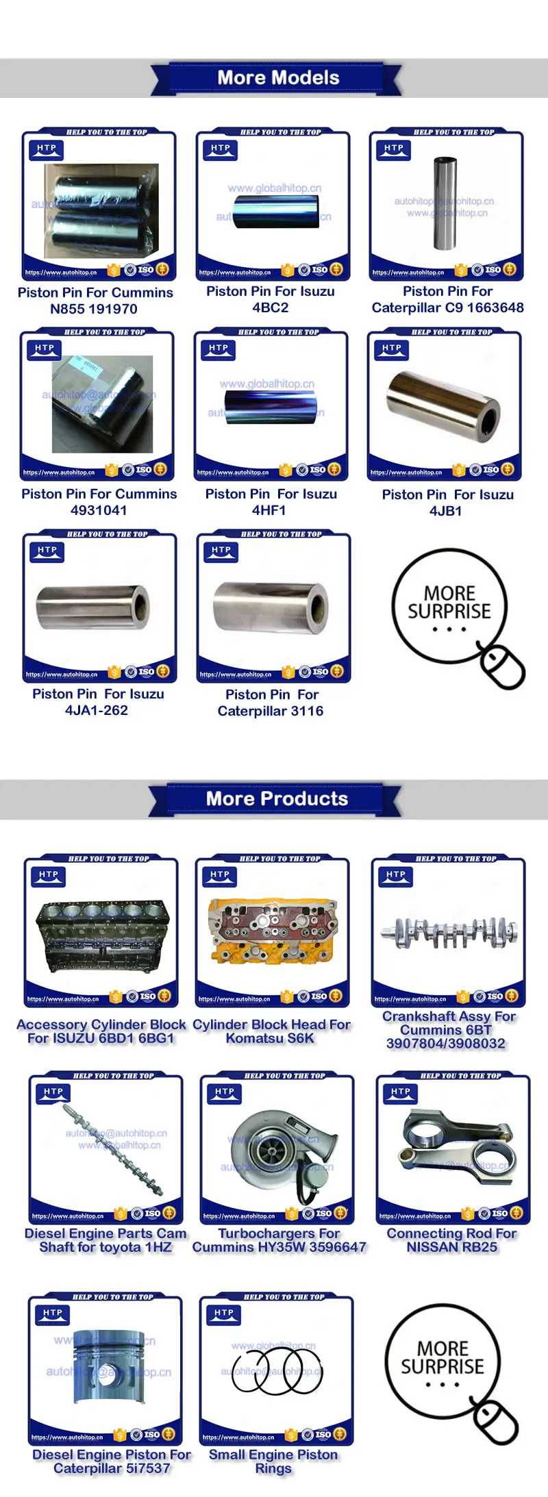 Supplying Advanced Diesel Engines Piston Wrist Pin Cylinder Liner Part