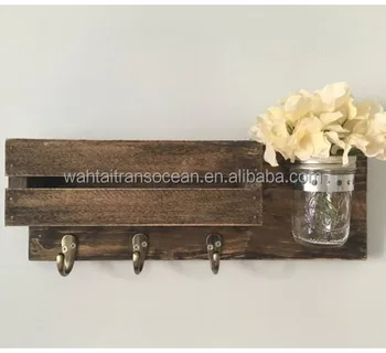 Rustic Wood Mail And Key Holder Mason Jar Factory Wholesale Wooden