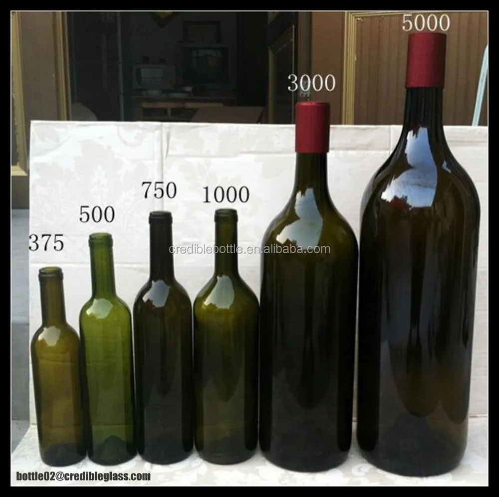 1l 3l 5l Burgundy Glass Red Wine Bottle/ Big Capacity Glass Bottle