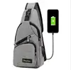 2019 Newest Cross-body single shoulder bag durable canvas sling backpack with USB charger men messenger chest rig bag