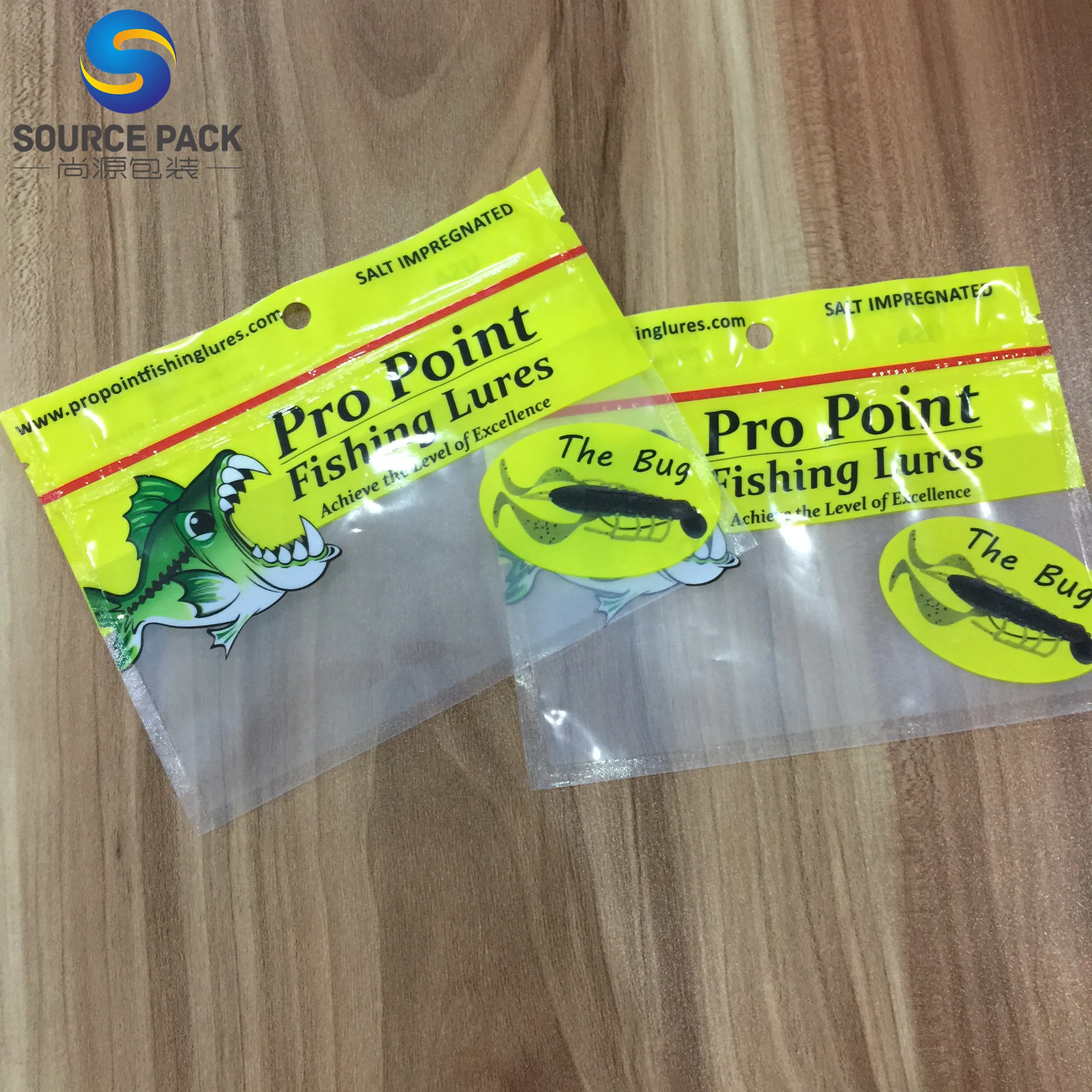 Customized Ziplock Top Soft Plastic Lures Bags For Fishing Bait Bags