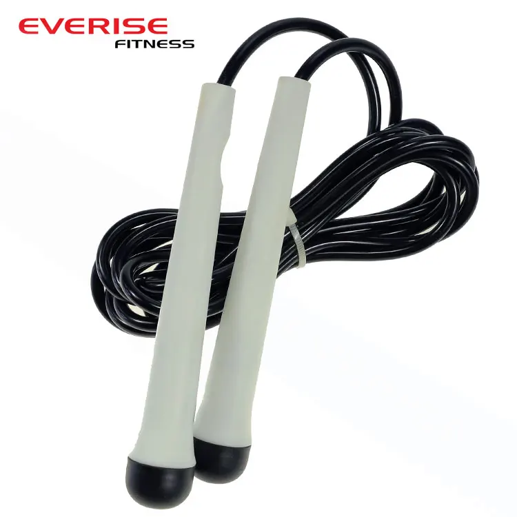 Boxing Gym Fitness Adjustable White Plastic Handle Skipping Jump Rope