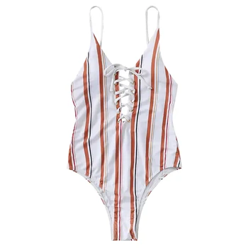 Striped Tied Beachwear Transparent Swimwear Backless Sexy Hot Bikini ...