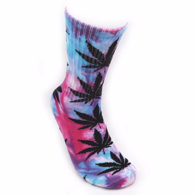Bonypony tie dye athletic socks organic cotton novelty maple leaf tie
