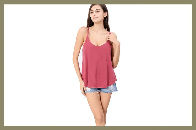 Sleeveless plain dyed fashionable popular sexy women breathable red top blouse