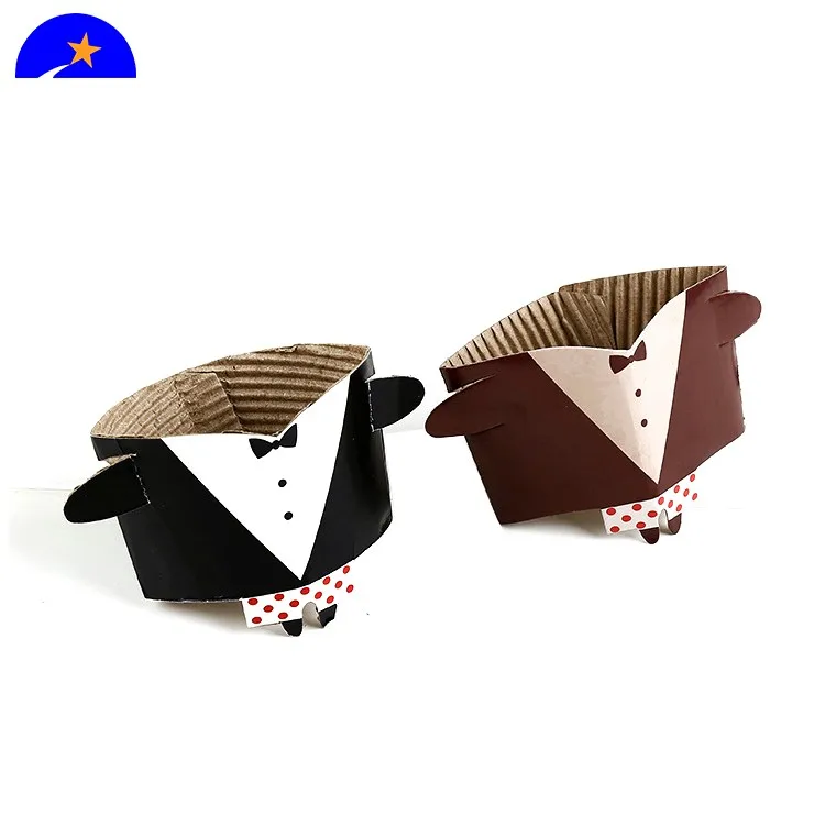 Disposable Paper Hot Coffee Cup Sleeves Reusable Holder For Hot Drinks