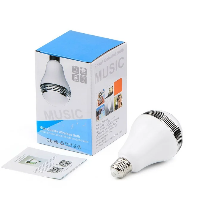 LED Bluetooth Light Bulb Speaker Multi-Connected Music Bulbs 8W E26 RGB + Warm White Color Changing Lamp LED Bluetooth Light