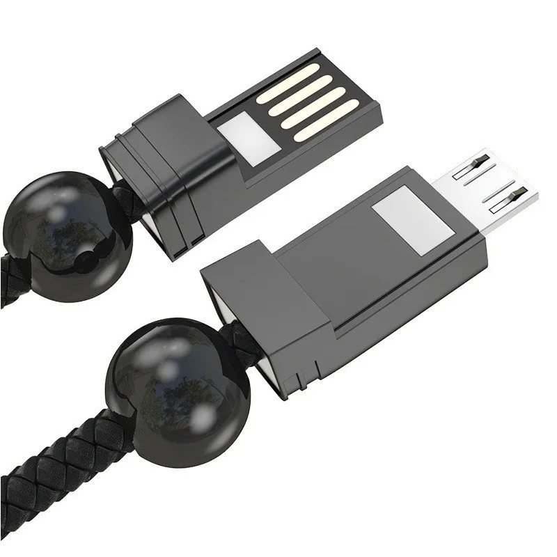 Type C Leather Braided Usb Charging Data Cable Beads Bracelet Charger
