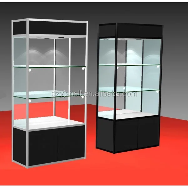 Light Up Glass Display Case Wooden Jewelry Display Stand Glass