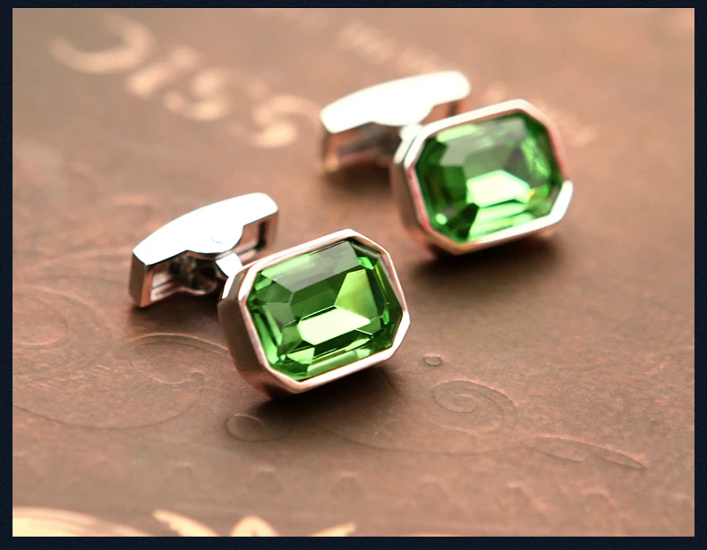 kflk abotoaduras de casamento botões de joia fashion com cristal verde de alta qualidade para convidados