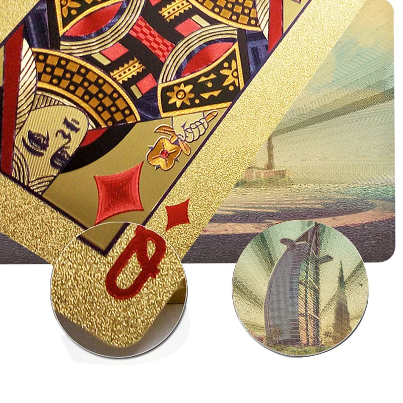 Wholesale Products 24k Gold Foil Dubai Playing Cards Cool Unique