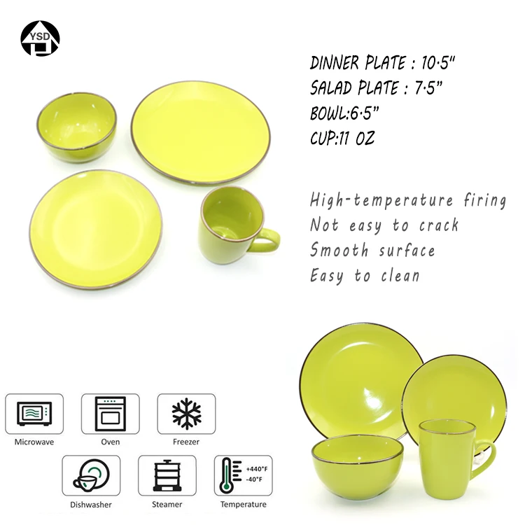 Smooth Glaze Solid Color Tableware Set Ceramic Stoneware Dinner Set