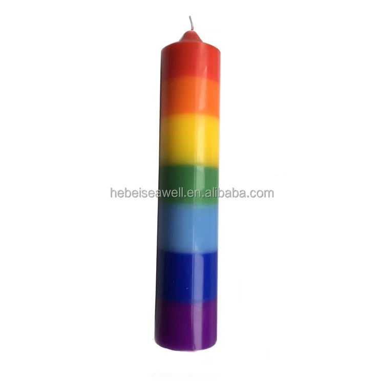 Layered Colorful Pillar Rainbow Candle For Decoration Buy