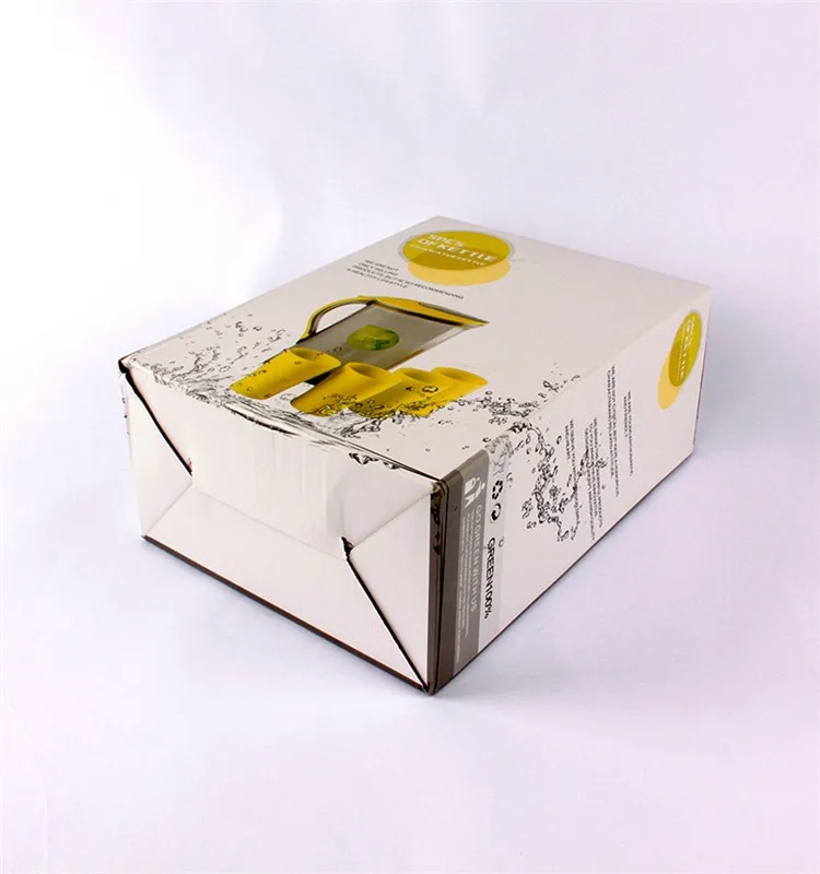 Corrugated Paper Carton Box With Plastic Handle For Cup Storage Packing