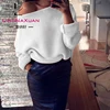 New design manufacturers Off Shoulder Solid Color Long Sleeve christmas plus size pullover ladies wool knit Sweaters for women