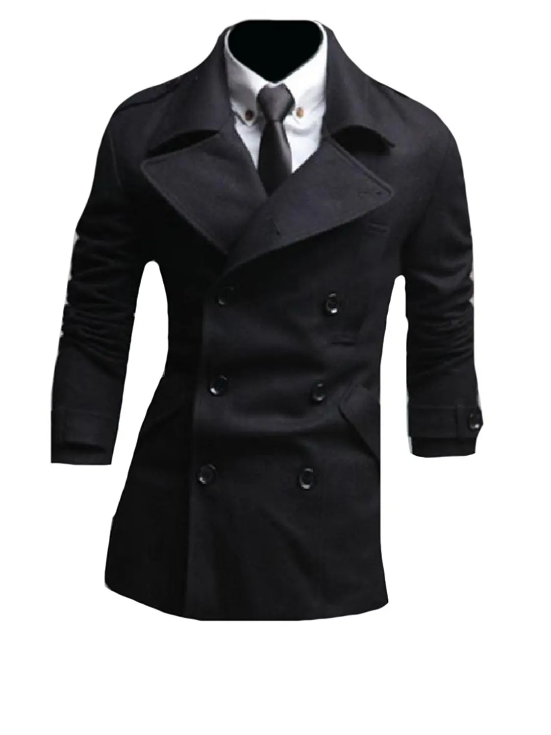 Zimaes Men Classic-Fit Double-Breasted Jacket Notch Lapel Duffle Coat