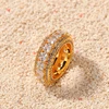 Micro diamond five rows round ring