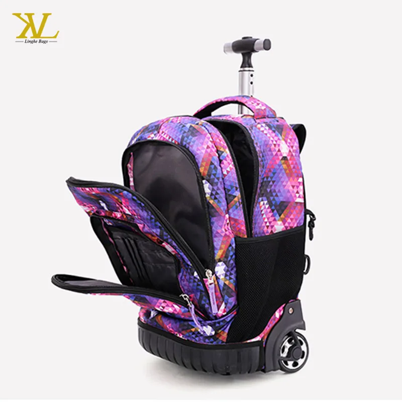 High Quality Durable Allover Printed Trolley School Bag With Single