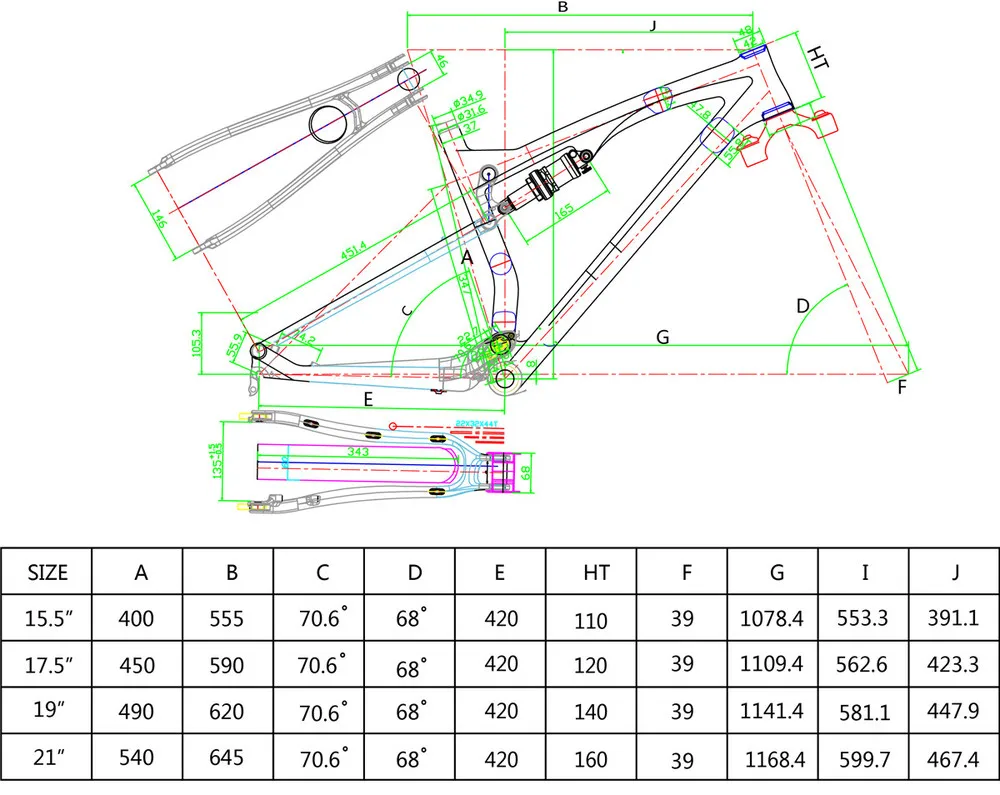 26 full suspension mountain bike frame