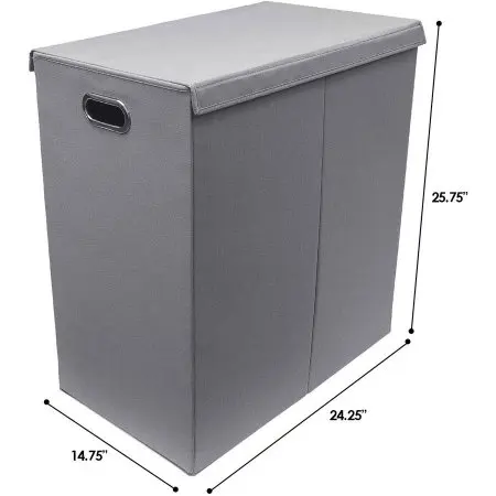 2 Compartment Laundry Basket Double Laundry Hamper With Lid Clothes