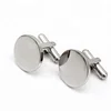 Silver Color Round Blank Mens Cufflinks