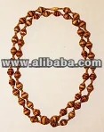 Long Brown Paper Bead Necklace - kenya