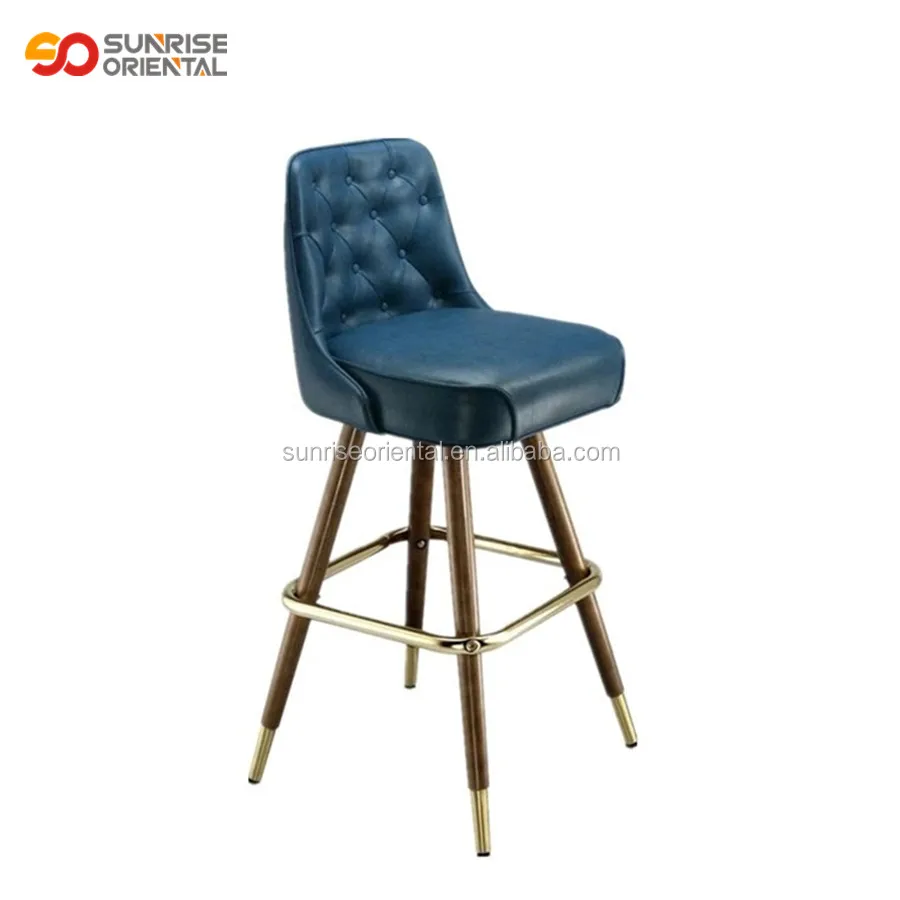 Unique Yellow Leather Bar Stool With Oak Wood Legs Bar Stools Buy