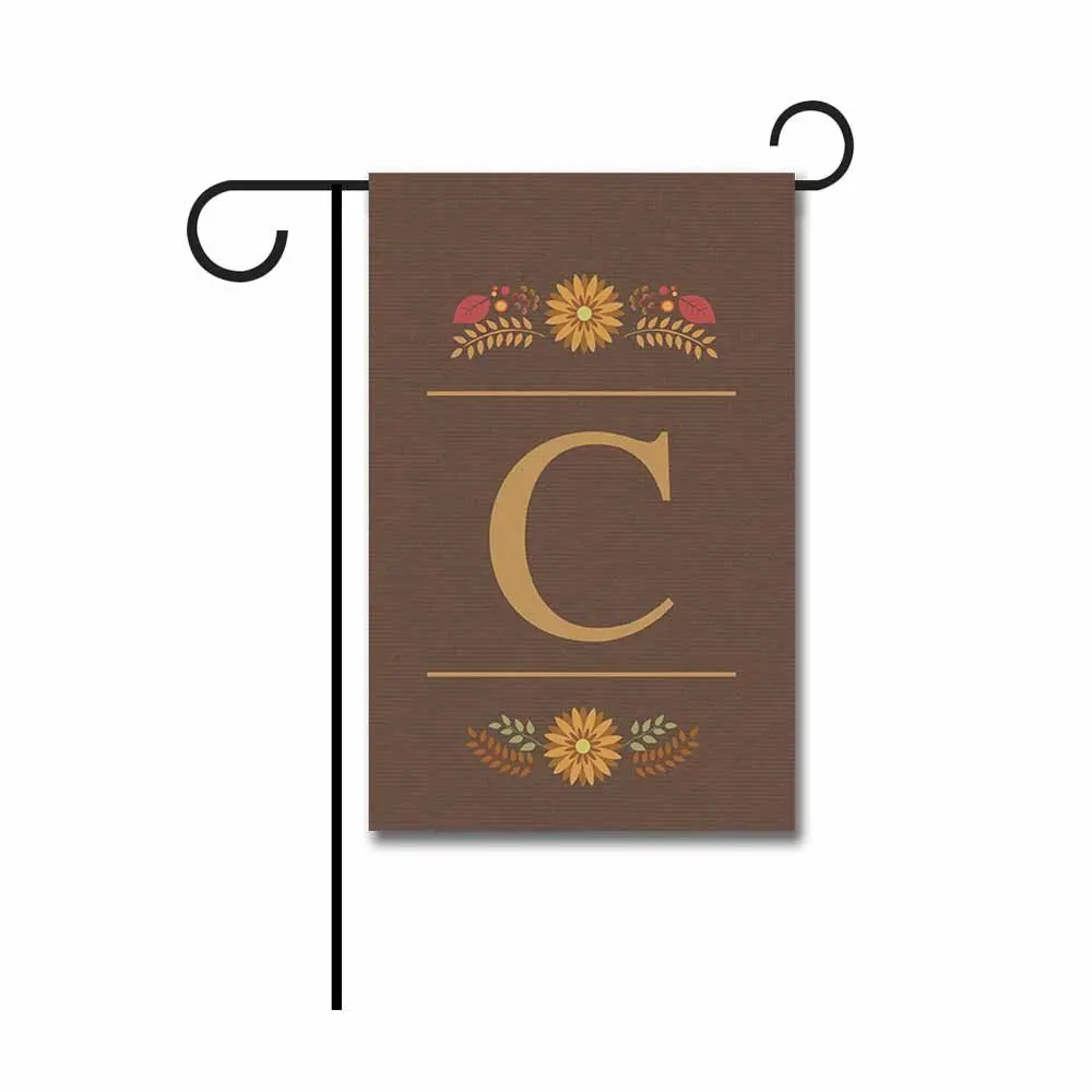 Kafepross Welcome Fall Monogram C Garden Flag Decorative by Colorful Leaves Custom Your Initial and Name Small Yard Banner for Outdoor 12.5"X18" Print Both Sides