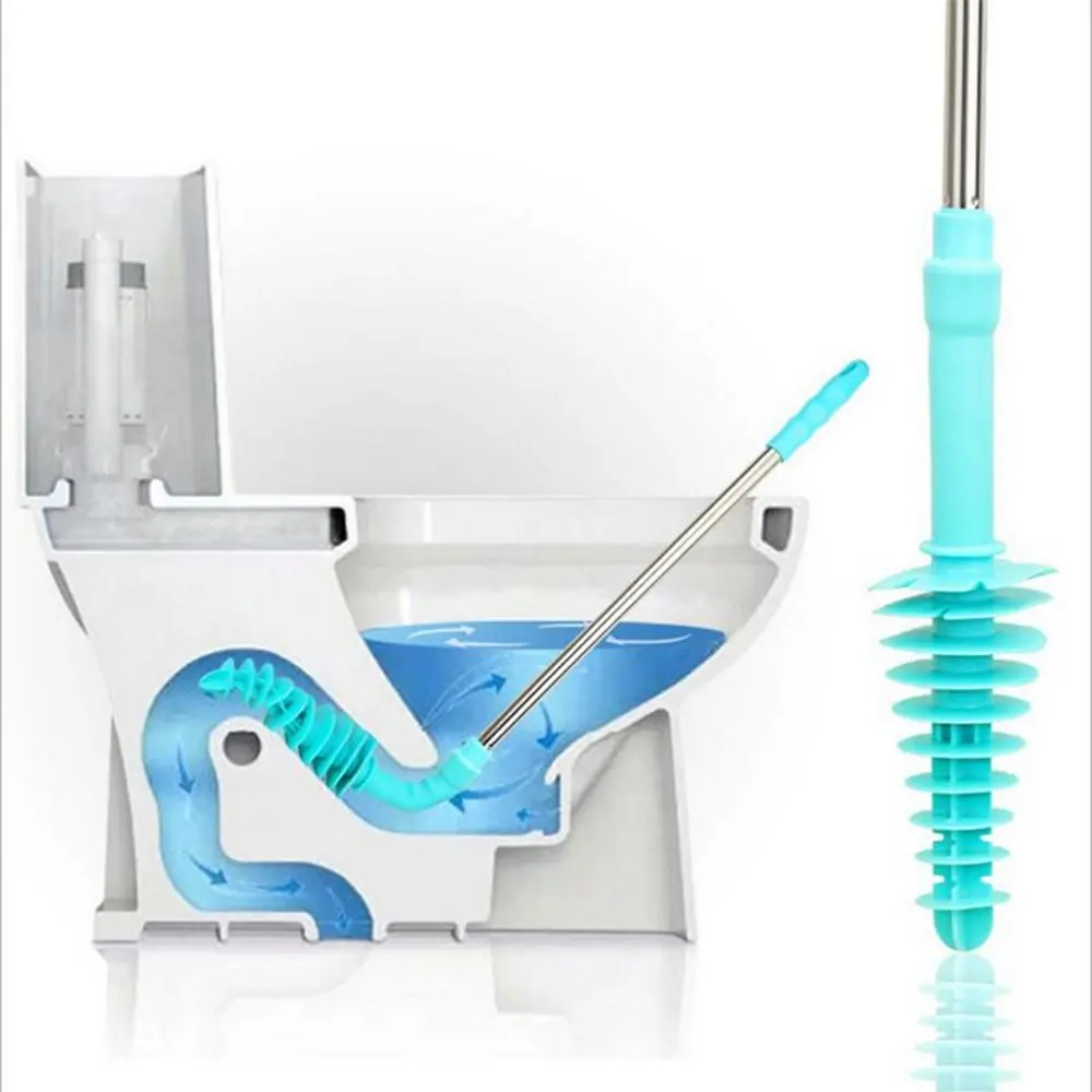 Toilet Plunger-Yscam Piston Type Toilet Clog Remover,Flexible Rubber Head Stainless Steel Handle with Wall Hook Toilet Dredge Pipe for Clogged Siphon Toilet