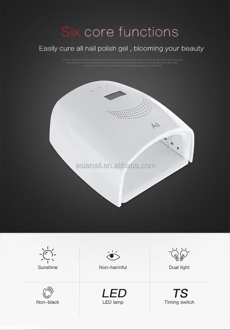 Asianail Red Light 2020 Widely use lamp competitive price 405 + 365nm 48w uv led nail lamp