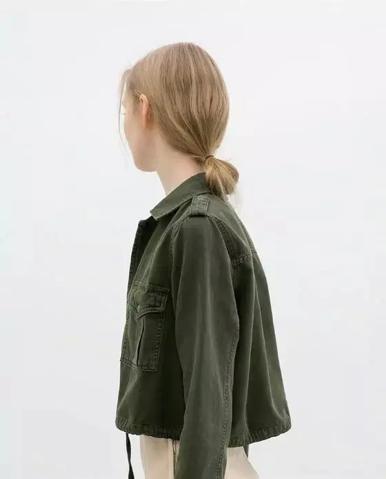 zara green cropped jacket