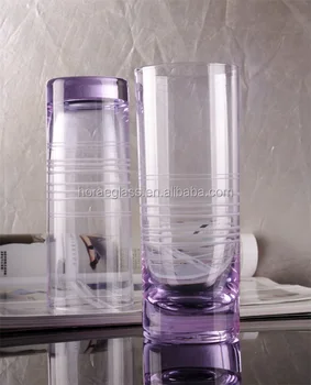 China Manufacturer Handmade Large Plain Purple Cylinder Glass Vase