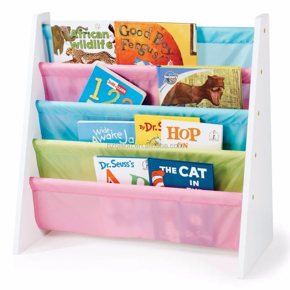 Kindergarten Wooden Kids Canvas Bookshelf Toy Organizer Buy