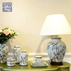 Chinese traditional furniture antique hotel living room banker lighting table lamp ceramic porcelain desk lamp for home decor