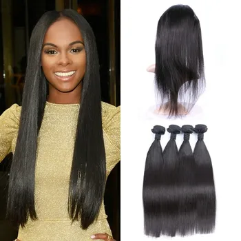 Pre Pucked 360 Frontal With 4bundles Malaysian Straight Virgin