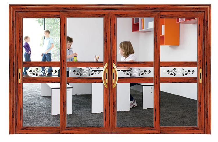 Hs 8018 Commercial Interior Wooden Color Glass Sliding Doors Hs 8018 Commercial Interior Wooden Color Glass Sliding Doors