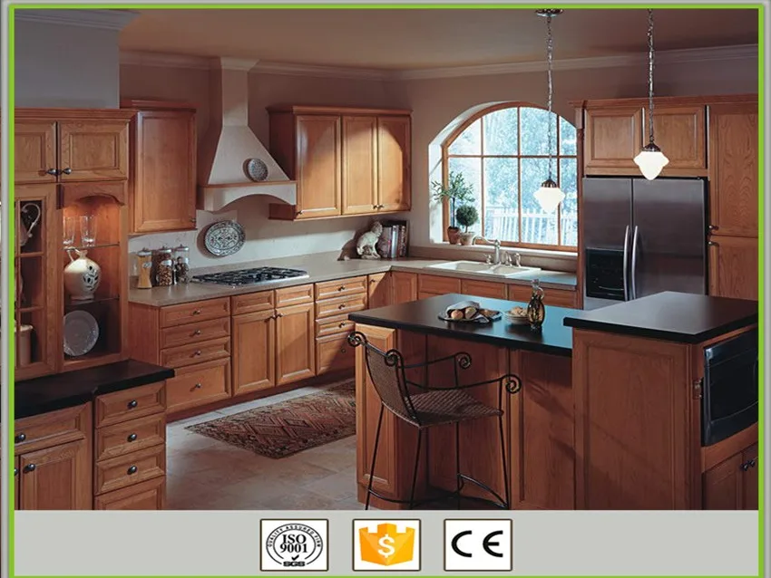 Latest Wooden Furniture Designs Self Assembly Cherry Solid Wood Kitchen