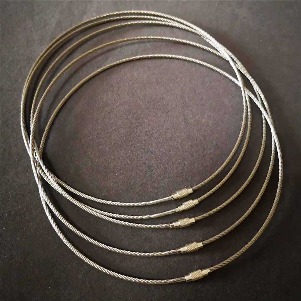 Metal Stainless Steel Wire Screw Locking Cable Rope Keyring,Stainless