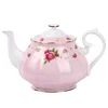 Elegant English Rose Red Porcelain Teapot, Royal Ceramic Fine Bone Tea Pot Set Wholesale