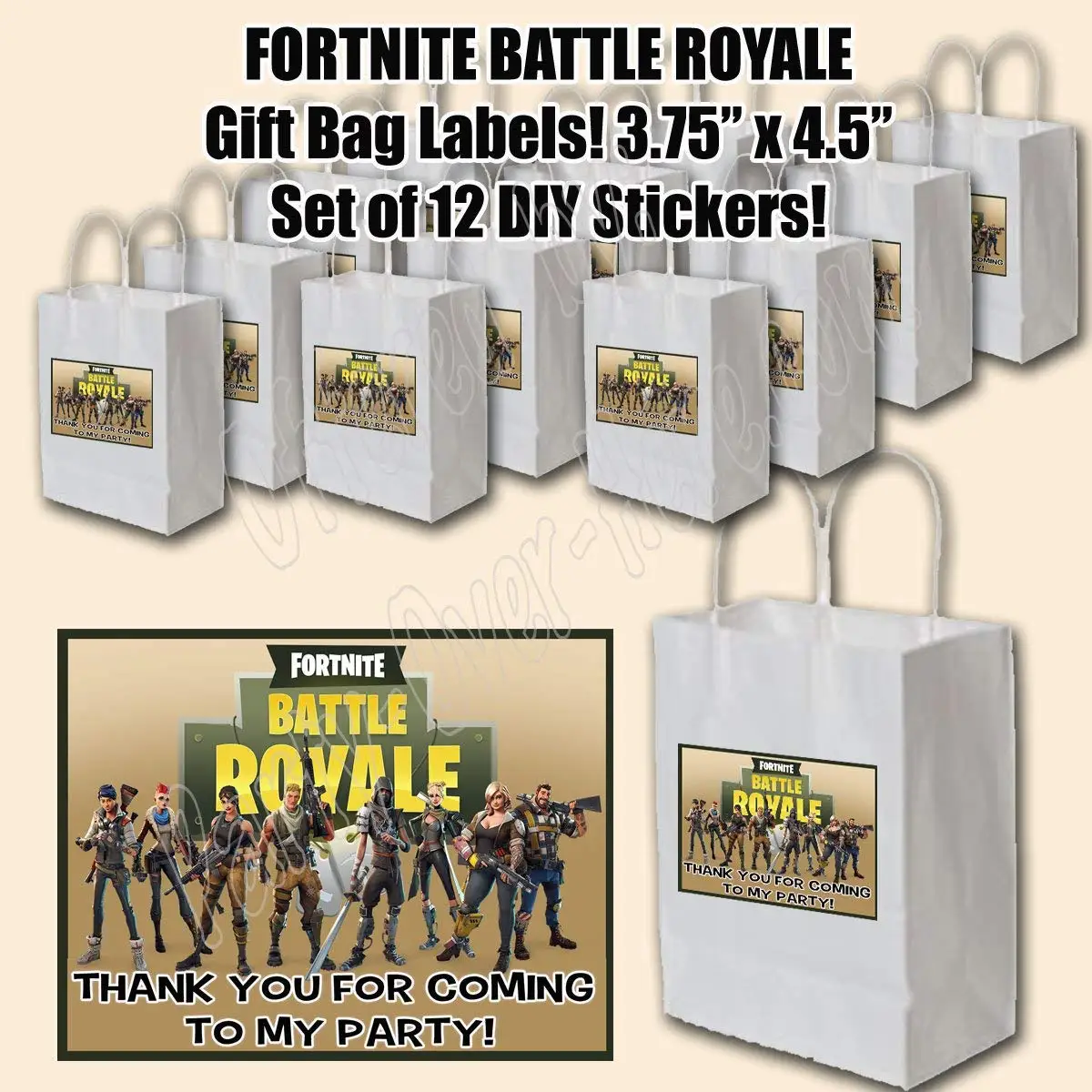 get quotations fortnite stickers video game truck party favors supplies decorations thank you gift bag label stickers only - fortnite goodie bag fillers
